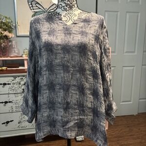 Just‎ Jill Linen Blend Tunic Blouse Sz XL